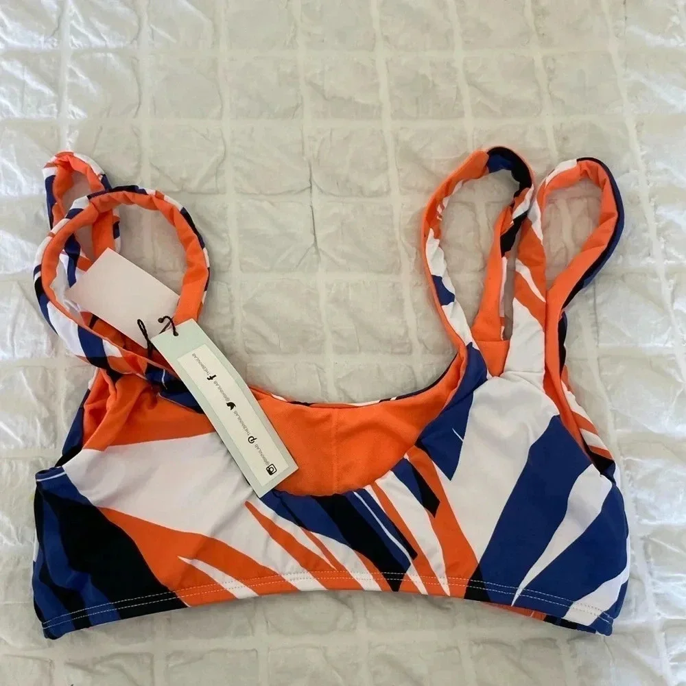 The bikini lab orange blue printed bikini top
